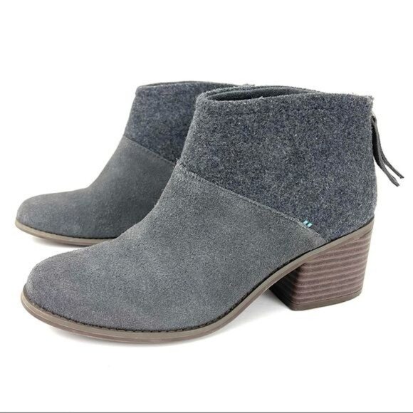 Toms Shoes - TOMS Lacy Suede Block Heel Ankle Bootie